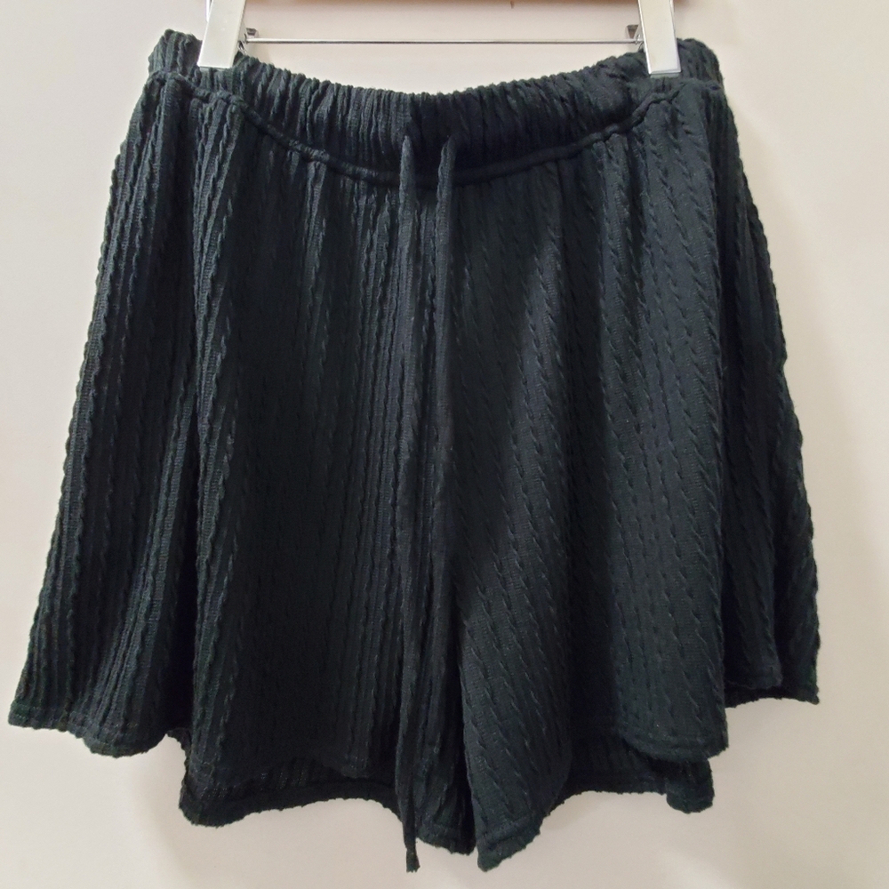 Rib Knit Shorts, Black